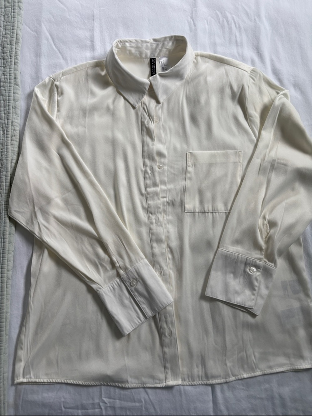 H&M Cream Long-Sleeve Button-Up Shirt